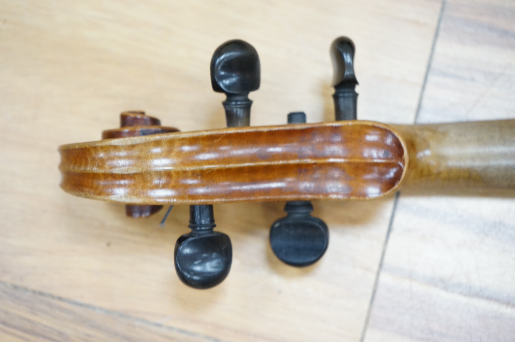 A cased viola, label to interior reads ‘CHR Aug Hammig violin u cellofabrikant, Markneukirchen’, back 39cm. Condition - fair